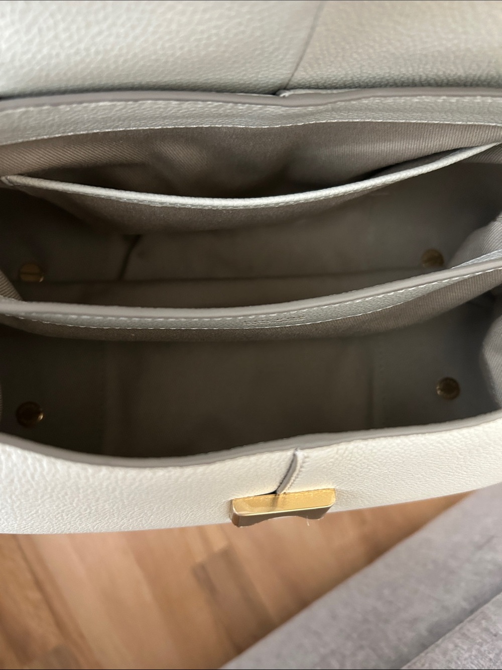Polene Cream Pebbled Leather Top-Handle Satchel - Picture 6 of 6